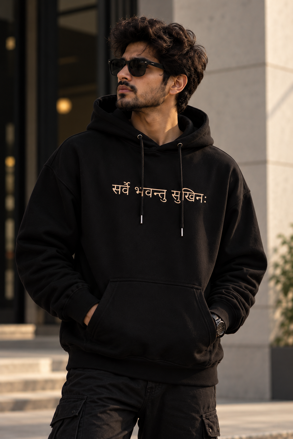 Sarve Bhavantu Sukhinah – Minimal Sanskrit Unisex Hoodie